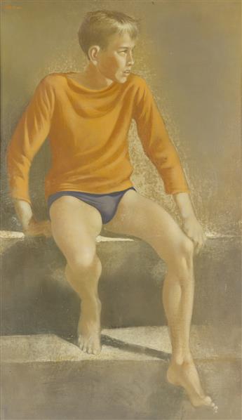 ROBERT BLISS Seated Boy in an Orange Shirt.